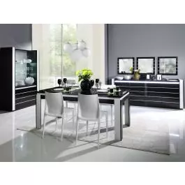 Salle A Manger Aurora Noir Et Blanc Laque Avec Eclairage Trocity