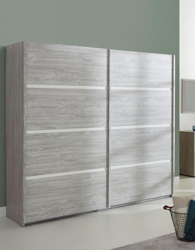 Armoire Portes Coulissantes 220 Cm Chene Gris Carla Trocity