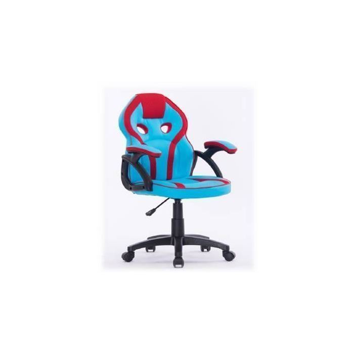 Chaise De Bureau Enfant A Roulettes Pu Rouge Et Cyan Kids Trocity