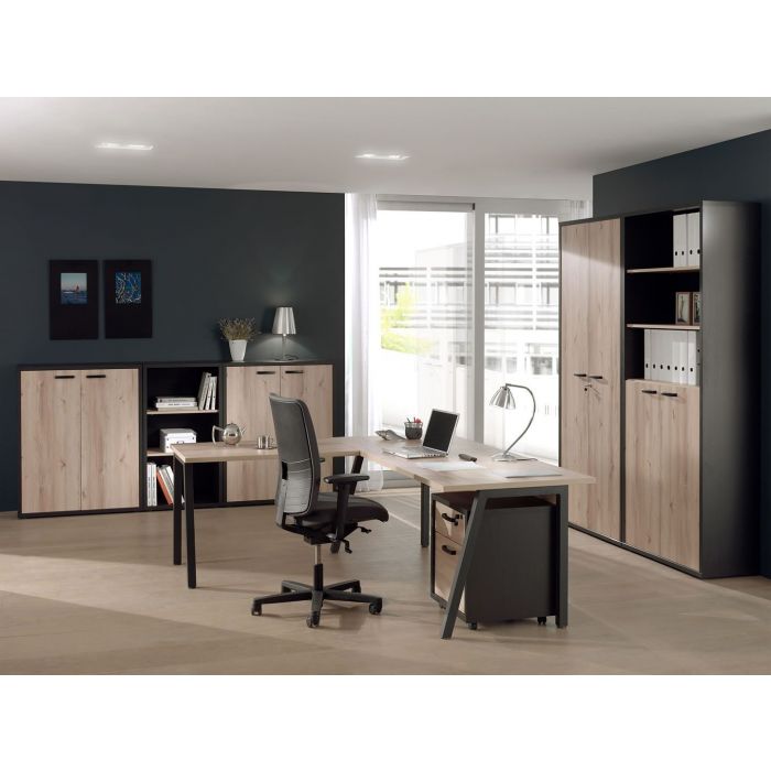 Bureau Complet Au Coloris Noir Et Pin Punto