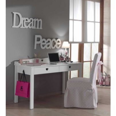 14152 | Bureau enfant 2 tiroirs blanc Maya