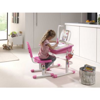 14461 | Bureau enfant rose et blanc Arco
