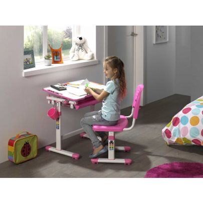 14464 | Bureau enfant multifonction rose et blanc Arco