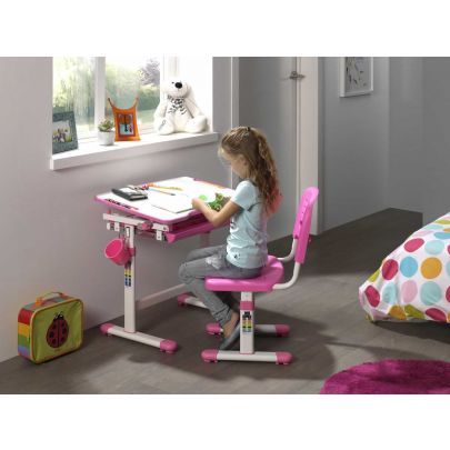 14464 | Bureau enfant multifonction rose et blanc Arco