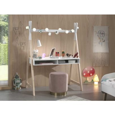 14499 | Bureau tipi enfant chêne clair et blanc Mael