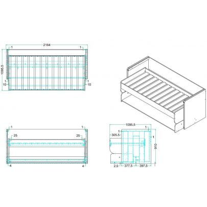 14530 | Lit bureau enfant 90 x 200 cm blanc Dune