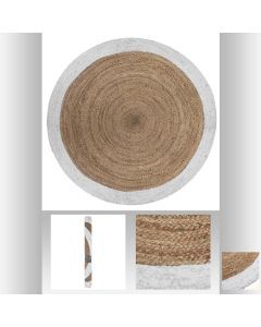 10756 | TAPIS JUTE BORD BLANC D120