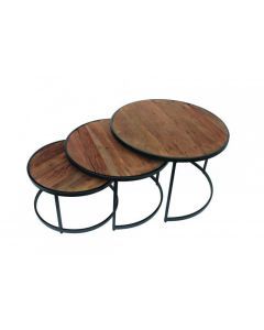 12227 | Table gigogne ronde bois recyclé Nox