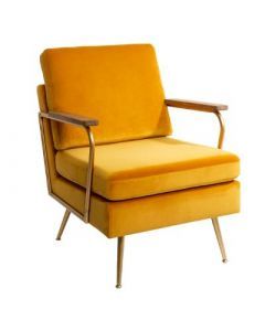 12673 | Fauteuil velours moutarde Daya