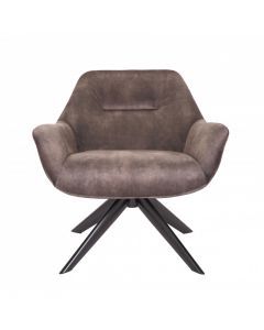 13105 | Fauteuil pivotant design en velours taupe Gaby