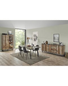 13435 | Salle à manger compléte industriel  aspect parquet ancien Karo