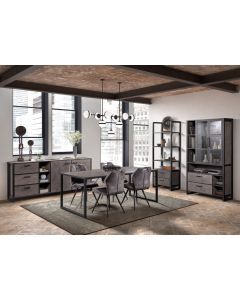 13870 | Salle à manger complète industriel table pieds en U 200 cm Royal