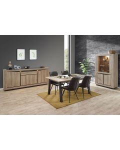 13891 | Salle à manger contemporaine buffet en 210 cm chêne et noir Mandela