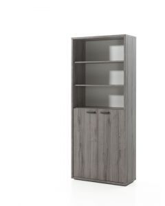 13905 | Meuble de rangement 2 portes et 3 niches gris Punto