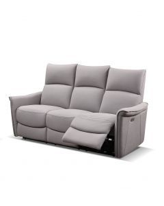 13989 | Canapé de relaxation électrique 3 places en tissu gris clair Sylvia