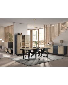 13998 | Salle à manger complète industriel table en 200 cm pieds en X  Valinco