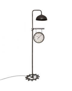 14840 | Lampadaire horloge metal "perez" gris galet h.188
