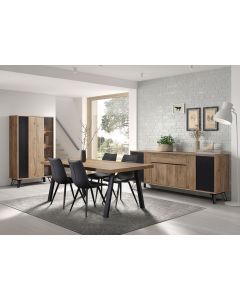 15085 | Salle à manger complète industriel table en 200 cm pieds en U Rustik