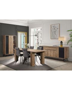 15087 | Salle à manger complète industriel table allongeable 180 à 230 cm Rustik