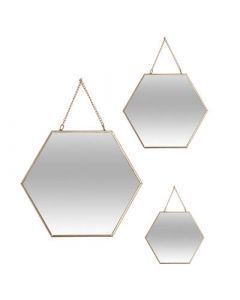 15120 | Miroir hexa met chaine x3 or