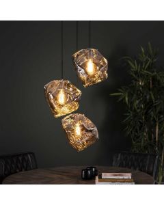 15169 | Suspension 3l rock chromed étagée / chromed glas