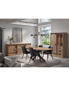 16655 | Salle à manger complète Table ovale 230cm industriel Pietro