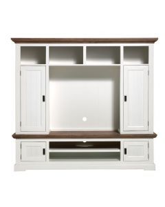 4140 | Composition TV murale rustique chic havana et blanc Havane