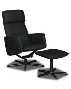 5330 | Fauteuil de relaxation en PU pivotant avec repose pieds Messina gris