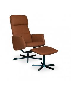 5331 | Fauteuil de relaxation en PU pivotant avec repose pieds Messina cognac