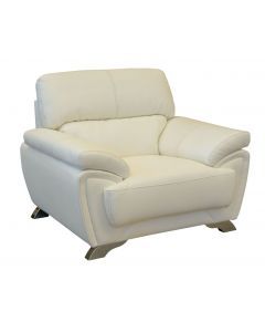 6472 | Fauteuil en PU blanc pieds couleur métal Emporia