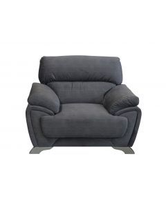 6473 | Fauteuil en tissu microfibres gris pieds couleur métal Emporia