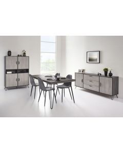 8378 | Salle à manger style industriel bahut 200cm table buffet chêne gris Viseo