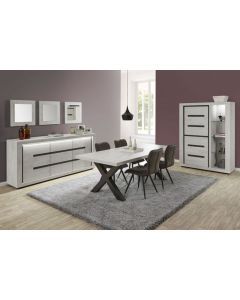 8496 | Salle à manger design à LED buffet vitrine table chêne Sting