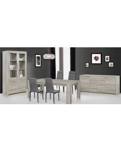 8901 | Salle à manger vitrine buffet table 180 cm gris chêne Tagada