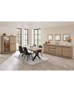 9853 | Salle à manger complète industriel avec éclairage buffet 248 cm Tayson