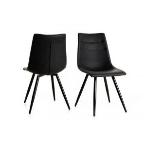 10005 | Lot de 4 chaises design assises coquées PU noir Capri