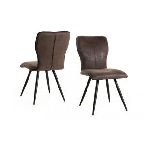 10018 | Lot de 4 chaises design tissu microfibres gris Crap