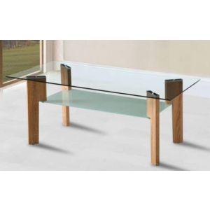 10136 | Table basse rectangulaire en verre chêne vieilli Vero