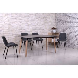 10150 | Table de repas ovale 140 cm noir et bois Irène