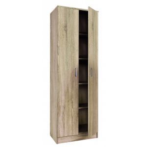 10195 | Armoire lingère 2 portes 4 étagères 60 cm chêne sonoma Dylan