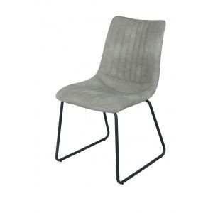 10218 | Lot de 2 chaises tissu gris clair pieds traineaux Clara