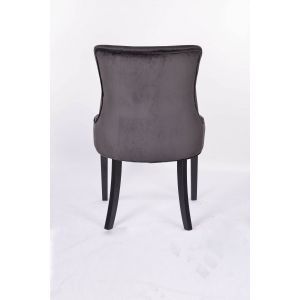 10230 | Lot de 2 chaises velours gris pieds foncé Brice