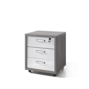 11207 | Caisson 3 tiroirs gris et blanc pour bureau JUPI