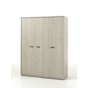 11372 | Armoire enfant contemporaine 3 portes chêne clair Morgan