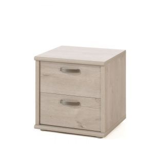 11376 | Chevet contemporain 2 tiroirs chêne clair Morgan