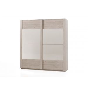 11377 | Armoire porte coulissante avec miroir 200cm chêne clair Morgan