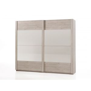 11378 | Armoire porte coulissante avec miroir 250cm chêne clair Morgan