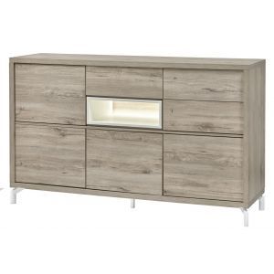 12856 | Buffet rustique chêne gris clair et blanc 109 cm de hauteur Taureau