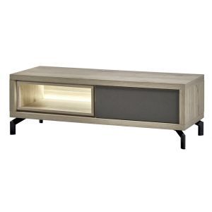 12859 | Meuble TV contemporain gris clair et anthracite 125 cm Taureau
