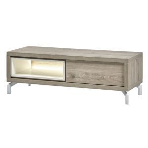 12860 | Meuble TV contemporain gris clair et blanc 125 cm Taureau